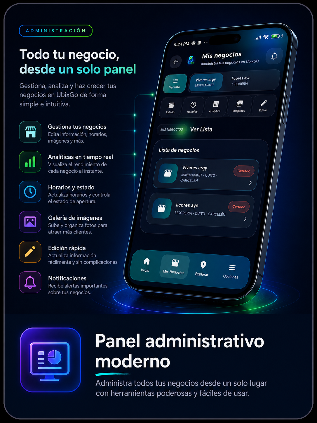 Panel administrativo moderno
